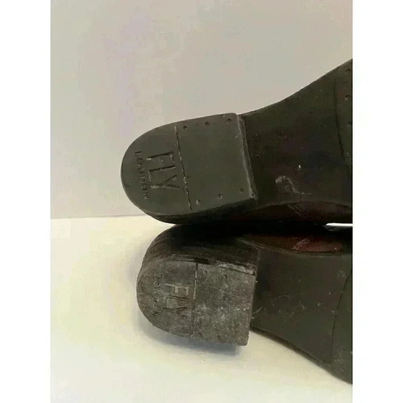 Fly London Brown Leather Ankle Boots Women’s Size EU 37 – Low Heel Booties - Picture 13 of 16